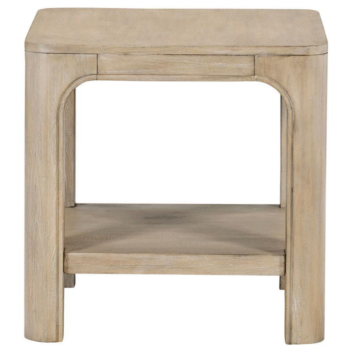 Solano - Square Wood Side End Table With Shelf - Weathered Mango