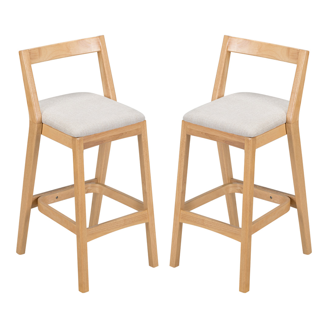 Jasper Rubberwood Barstool – Natural &amp; Beige (Set of 2)