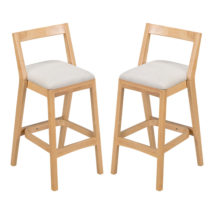 Jasper Rubberwood Barstool – Natural &amp; Beige (Set of 2)