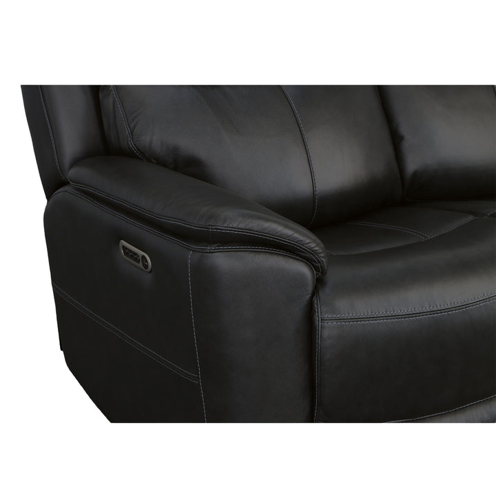 Crew Leather Power Reclining Loveseat with Power Headrests &amp; Lumbar in Raven