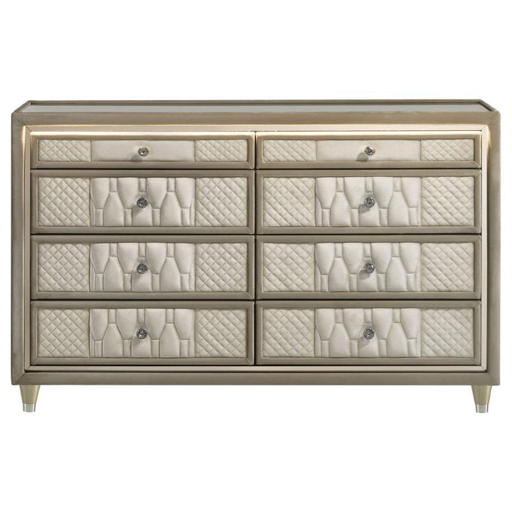 Lorient - 8-Drawer LED Bedroom Dresser Cabinet - Ivory And Camel
