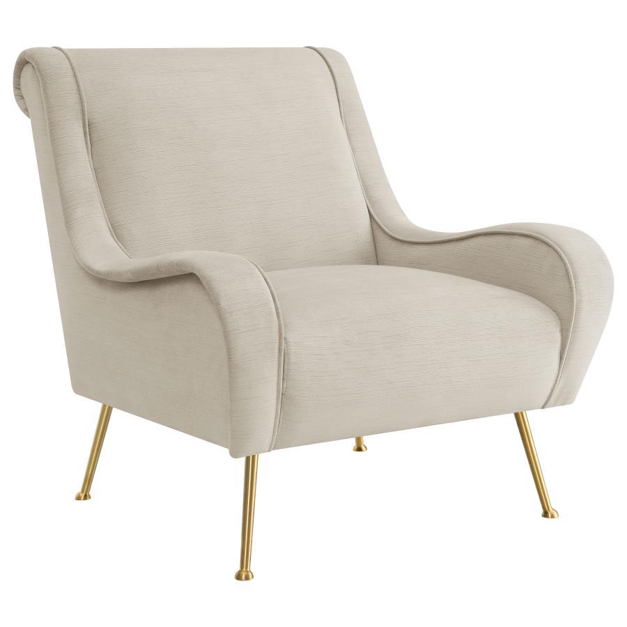 Coaster Furniture Ricci - Upholstered Saddle Arm Accent Chair - Stone