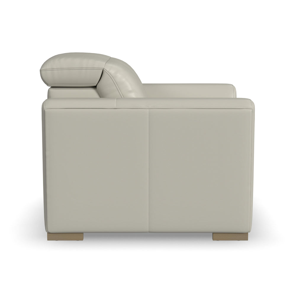 Aurora Leather Power Recliner with Power Headrest in Coconut Milk