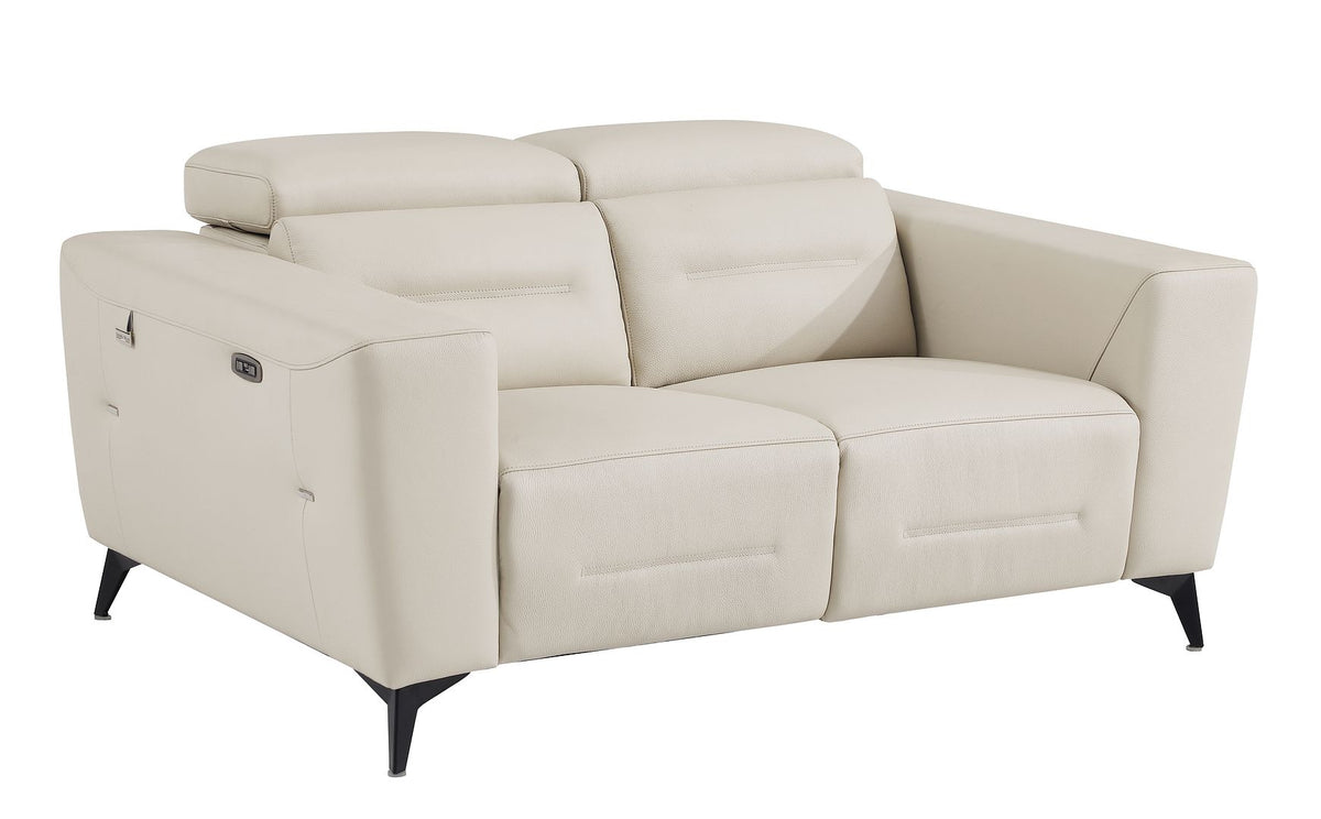 DivanItalia 989 Power Reclining Loveseat with Power Headrest in Top-Grain Italian Leather - Beige