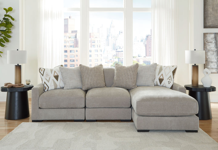Aslan Court - 3-Piece Sofa Sectional With RAF Corner Chaise - Pebble by Ashley Furniture product image