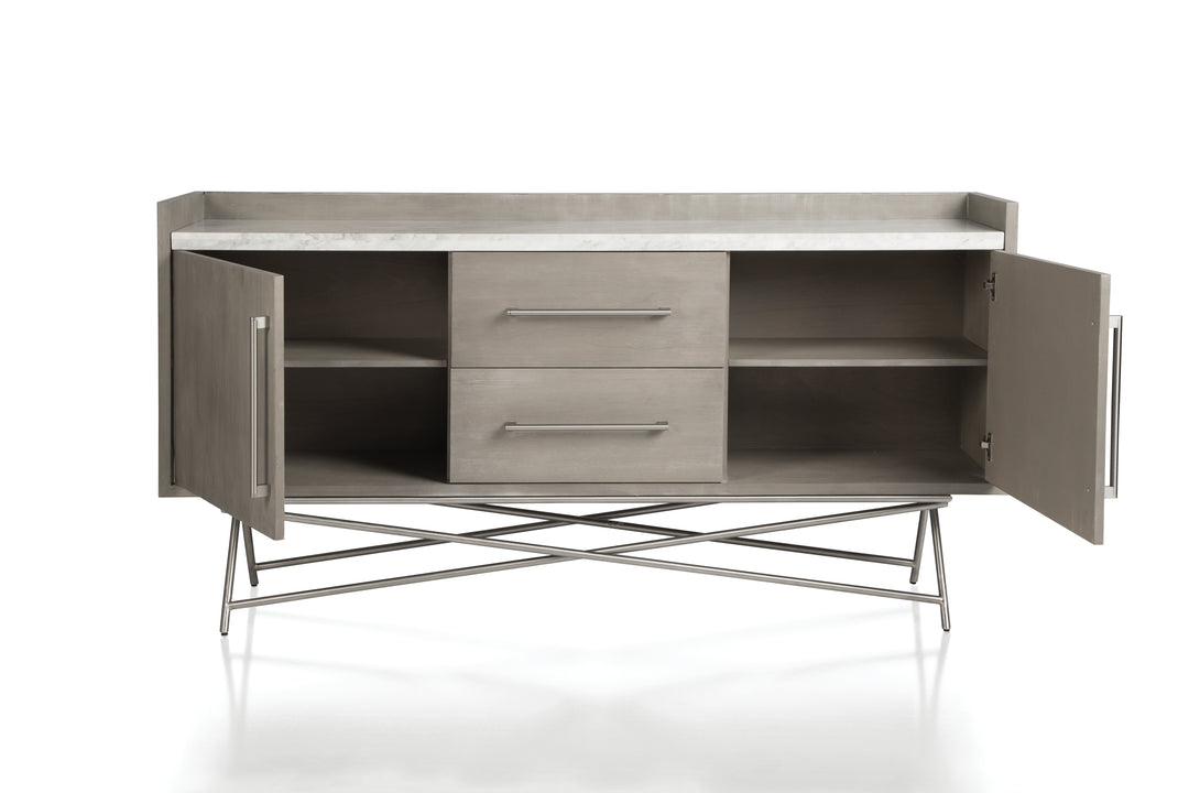 Modus Furniture 3N2578 Coral Marble Top Rectangular Sideboard In Antique Grey