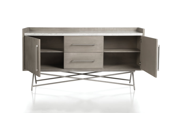 Modus Furniture 3N2578 Coral Marble Top Rectangular Sideboard In Antique Grey