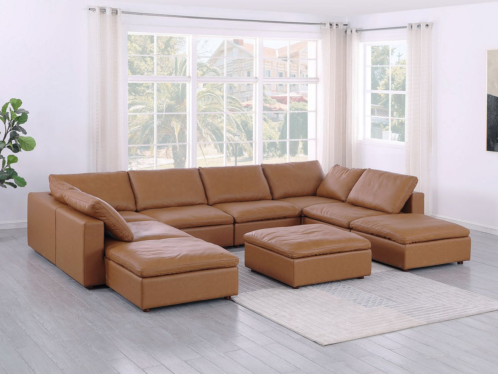 DivanItalia 1100 Top-Grain Italian Leather 9-Piece Sectional with Chaise - Cognac