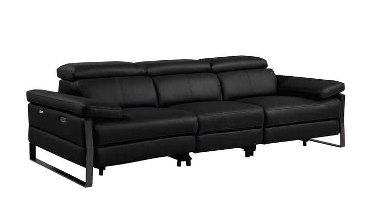 DivanItalia 1246 Modular Power Triple Reclining Sofa with Power Reclining Headrests – Top Grain Italian Leather - Black