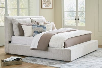 Cabalynn California King Upholstered Bed - Light Brown Upholstered Bed modern furniture Contempo Furniture