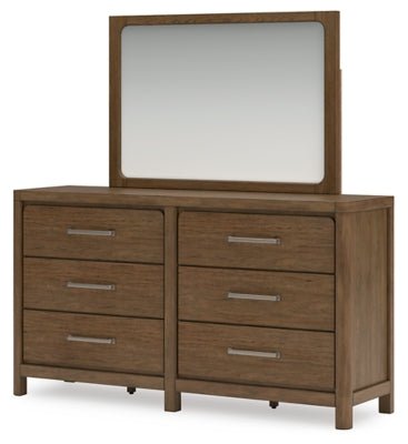 Cabalynn Dresser and Mirror - Light Brown Dresser &amp; Mirror modern furniture Contempo Furniture