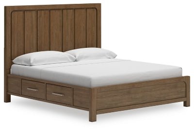 Cabalynn King Panel Bed with Storage - Light Brown Storage Bed modern furniture Contempo Furniture