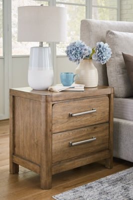 Cabalynn Nightstand - Light Brown Nightstand w/ Charging Station modern furniture Contempo Furniture