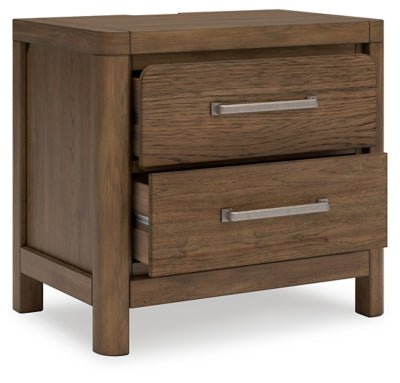 Cabalynn Nightstand - Light Brown Nightstand w/ Charging Station modern furniture Contempo Furniture