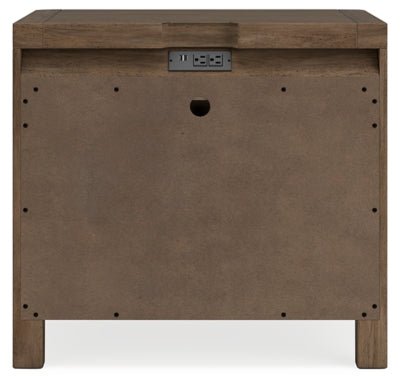 Cabalynn Nightstand - Light Brown Nightstand w/ Charging Station modern furniture Contempo Furniture