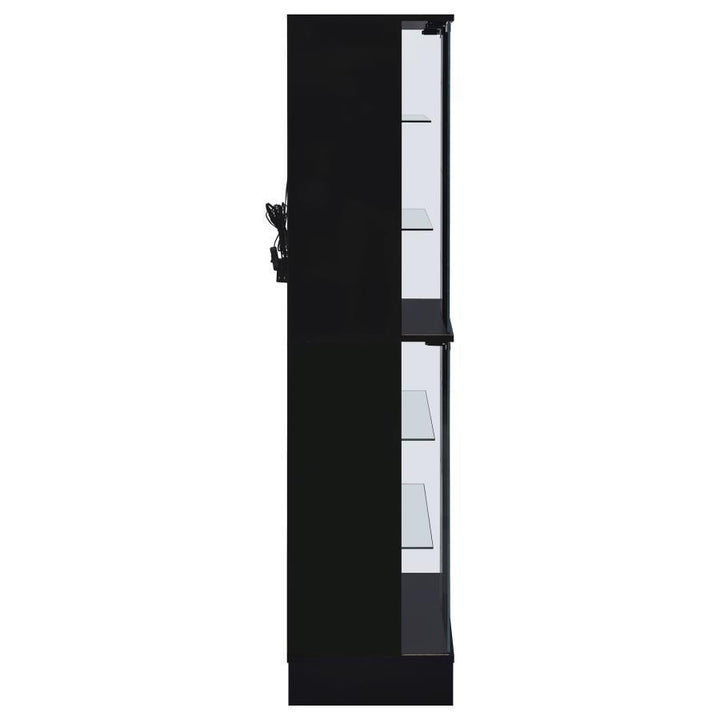 Cabra - 4 - Door LED Curio Display Cabinet - Black High Gloss Curio Cabinet modern furniture Contempo Furniture