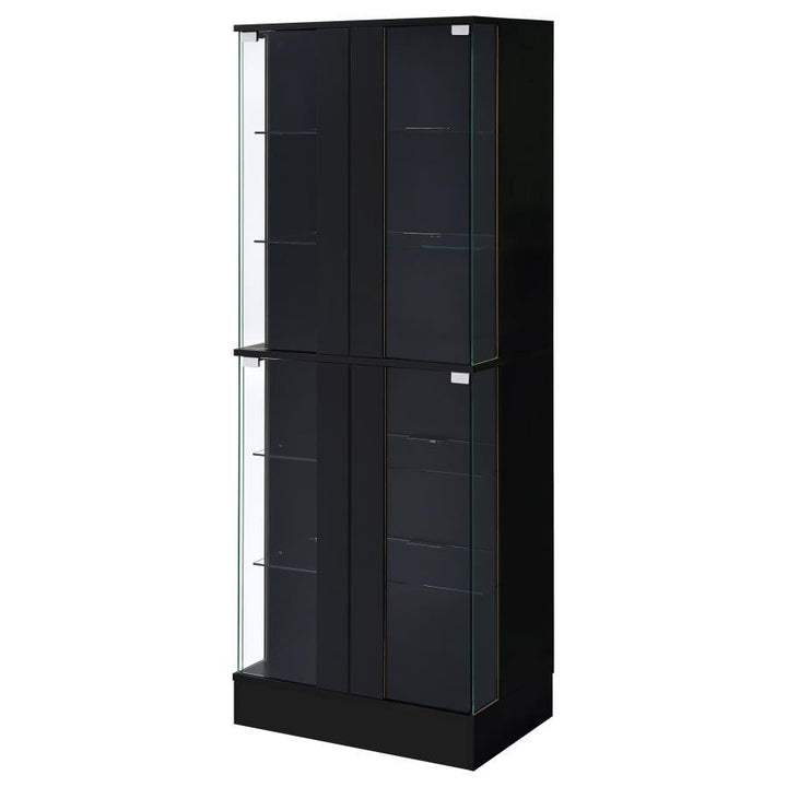 Cabra - 4 - Door LED Curio Display Cabinet - Black High Gloss Curio Cabinet modern furniture Contempo Furniture