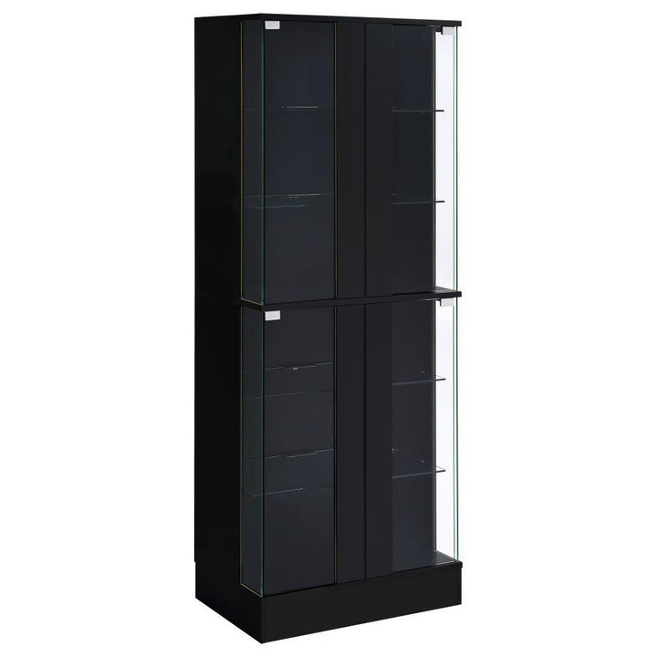 Cabra - 4 - Door LED Curio Display Cabinet - Black High Gloss Curio Cabinet modern furniture Contempo Furniture