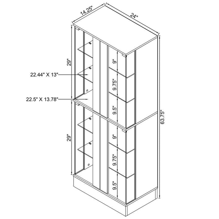 Cabra - 4 - Door LED Curio Display Cabinet - Black High Gloss Curio Cabinet modern furniture Contempo Furniture