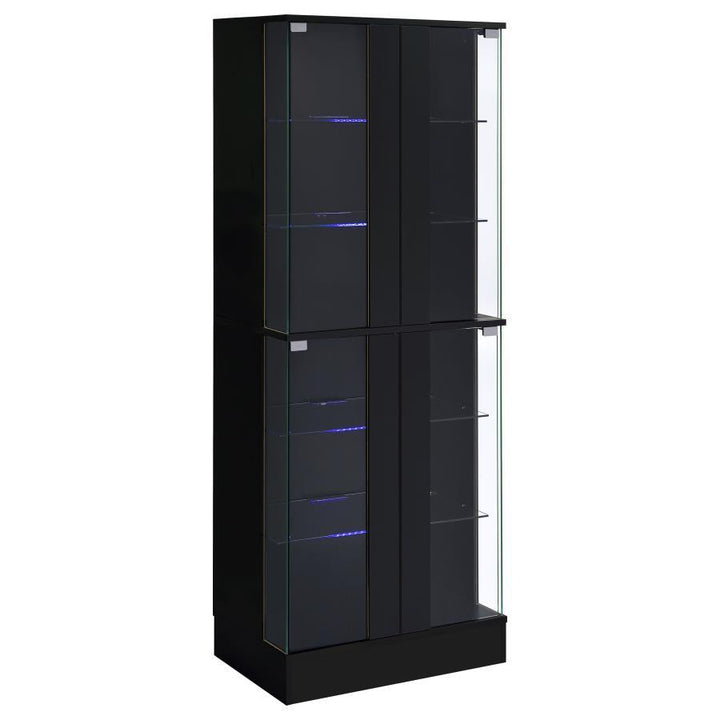 Cabra - 4 - Door LED Curio Display Cabinet - Black High Gloss Curio Cabinet modern furniture Contempo Furniture