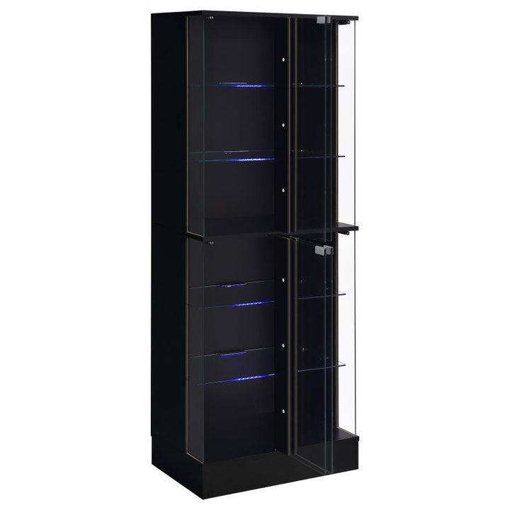Cabra - 4 - Door LED Curio Display Cabinet - Black High Gloss Curio Cabinet modern furniture Contempo Furniture
