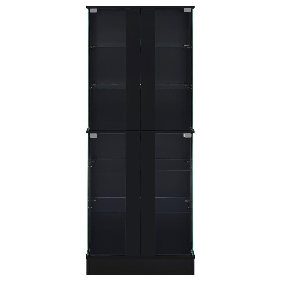 Cabra - 4 - Door LED Curio Display Cabinet - Black High Gloss Curio Cabinet modern furniture Contempo Furniture