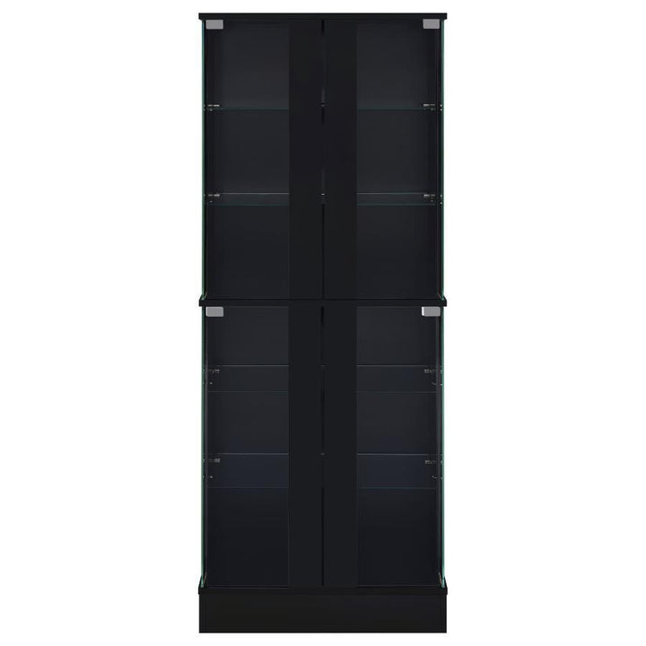 Cabra - 4 - Door LED Curio Display Cabinet - Black High Gloss Curio Cabinet modern furniture Contempo Furniture