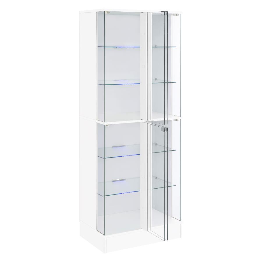 Cabra - 4 - Door LED Curio Display Cabinet - White High Gloss Curio Cabinet modern furniture Contempo Furniture