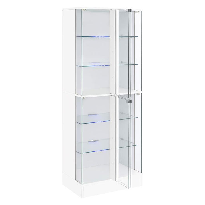 Cabra - 4 - Door LED Curio Display Cabinet - White High Gloss Curio Cabinet modern furniture Contempo Furniture