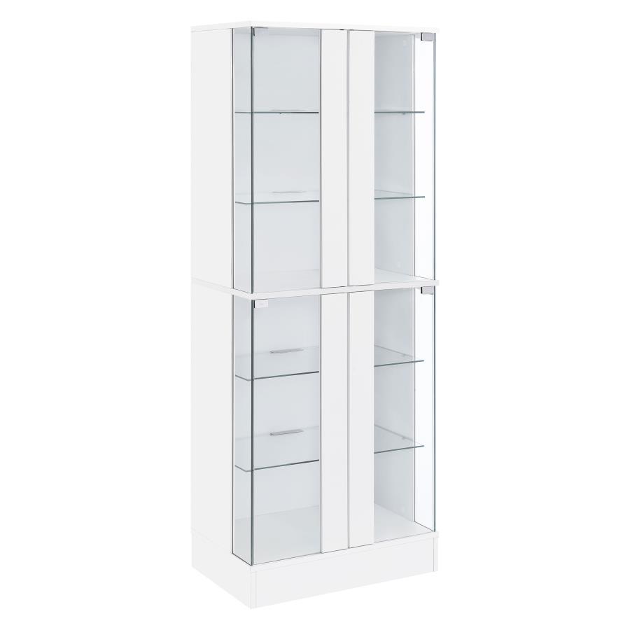 Cabra - 4 - Door LED Curio Display Cabinet - White High Gloss Curio Cabinet modern furniture Contempo Furniture