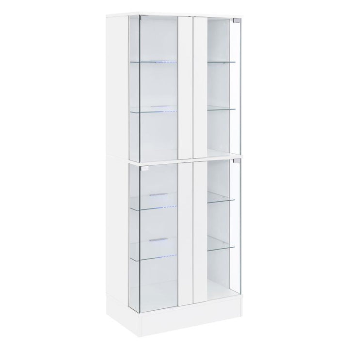 Cabra - 4 - Door LED Curio Display Cabinet - White High Gloss Curio Cabinet modern furniture Contempo Furniture