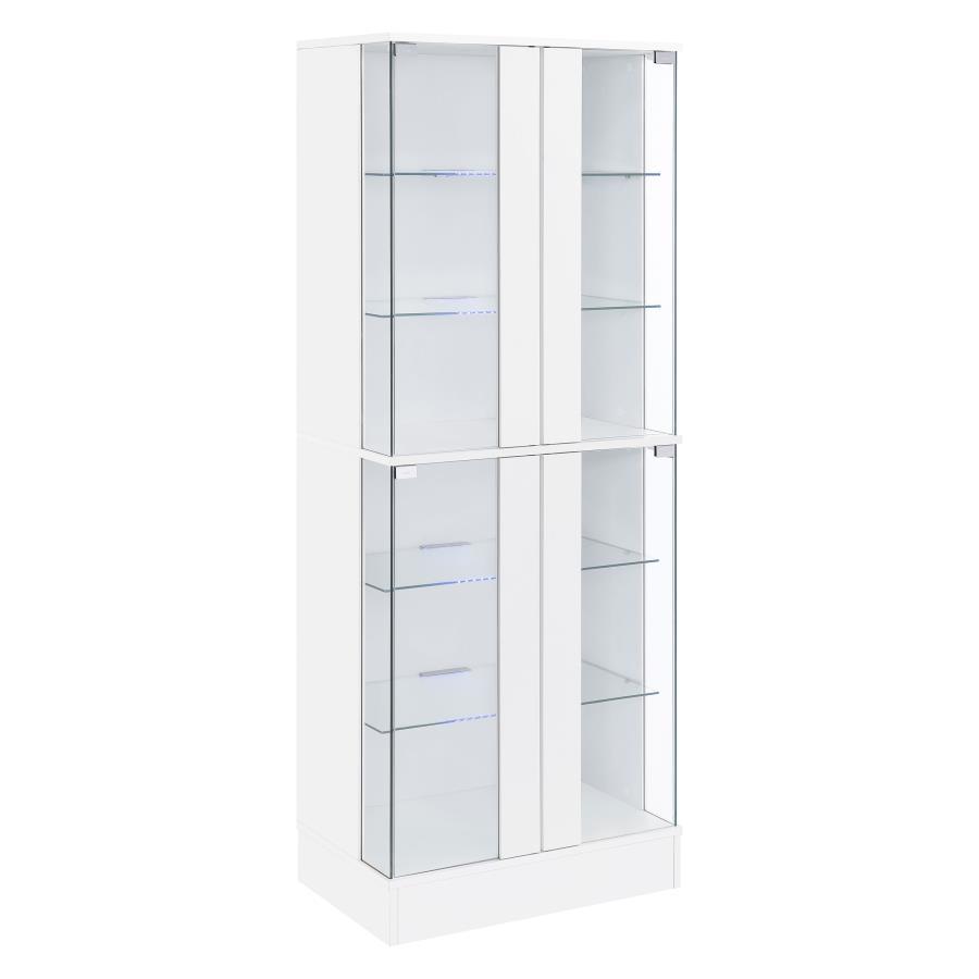 Cabra - 4 - Door LED Curio Display Cabinet - White High Gloss Curio Cabinet modern furniture Contempo Furniture