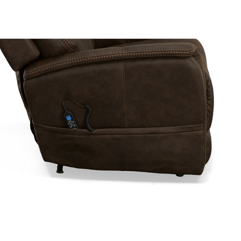 Atlas Fabric Power Lift Recliner with Power Headrest & Lumbar in Walnut