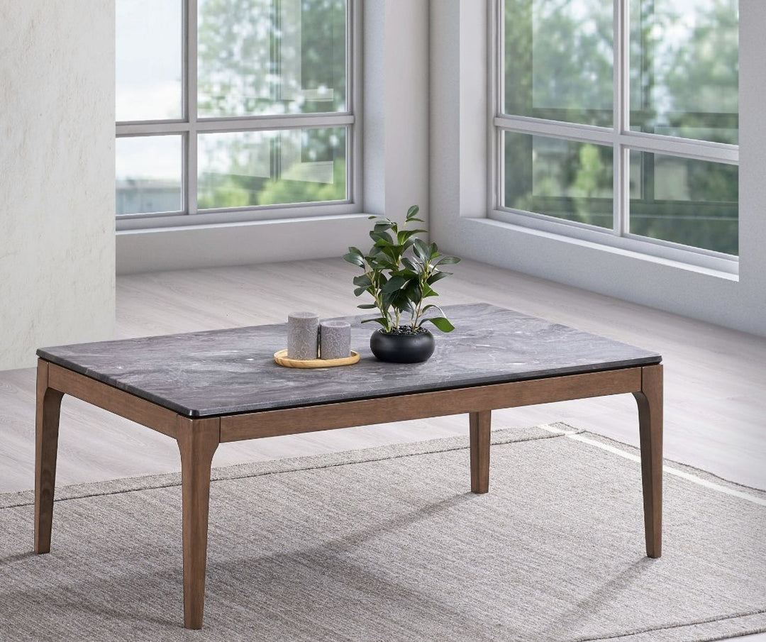 Bevis - Engineered Stone Top Rectangular Coffee Table - Black