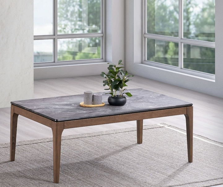 Bevis - Engineered Stone Top Rectangular Coffee Table - Black