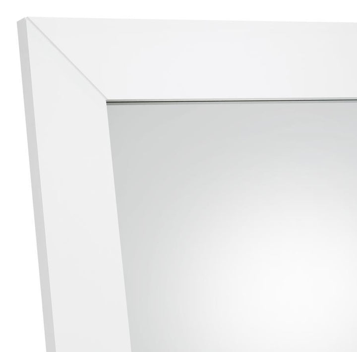Cadence - Tempered Glass Full Length Mirror - White High Gloss Floor Mirror modern furniture Contempo Furniture