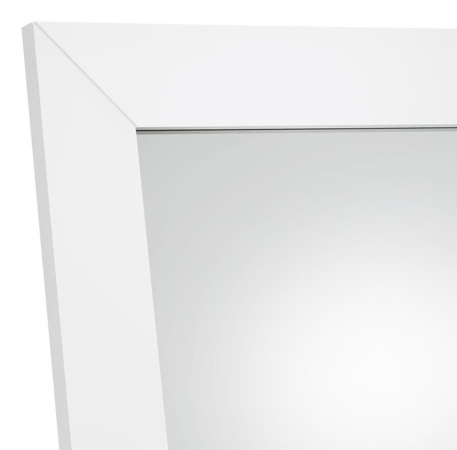 Cadence - Tempered Glass Full Length Mirror - White High Gloss Floor Mirror modern furniture Contempo Furniture