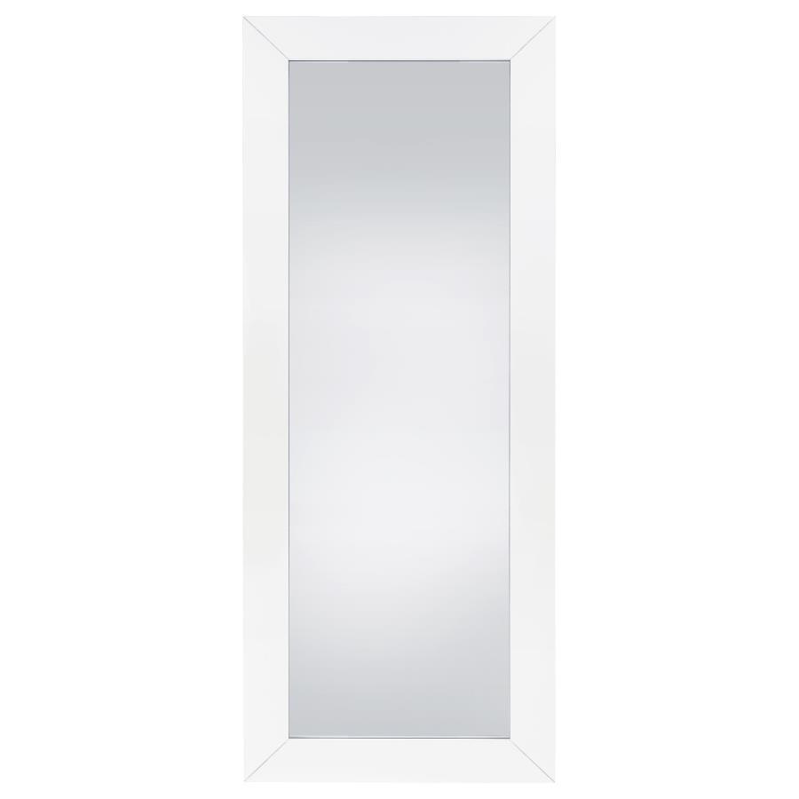 Cadence - Tempered Glass Full Length Mirror - White High Gloss Floor Mirror modern furniture Contempo Furniture