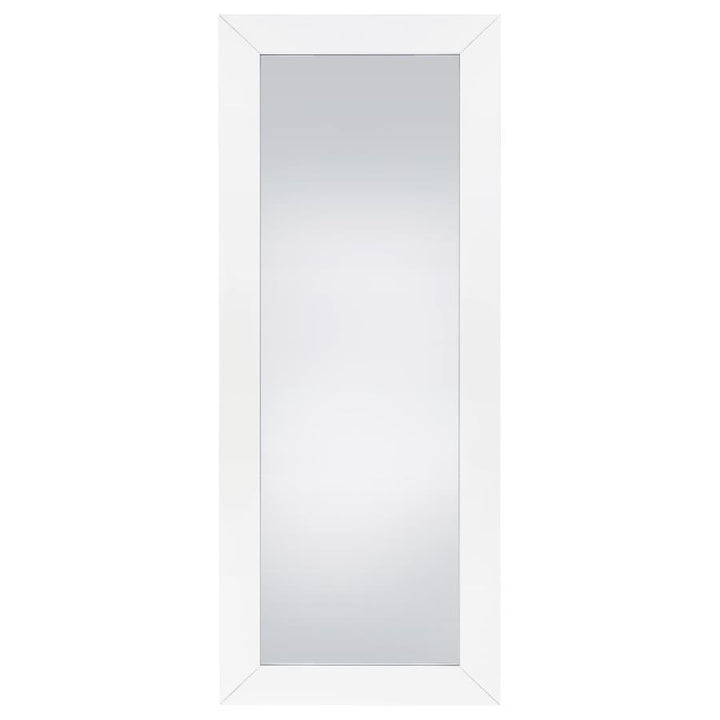Cadence - Tempered Glass Full Length Mirror - White High Gloss Floor Mirror modern furniture Contempo Furniture