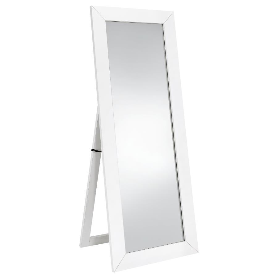 Cadence - Tempered Glass Full Length Mirror - White High Gloss Floor Mirror modern furniture Contempo Furniture