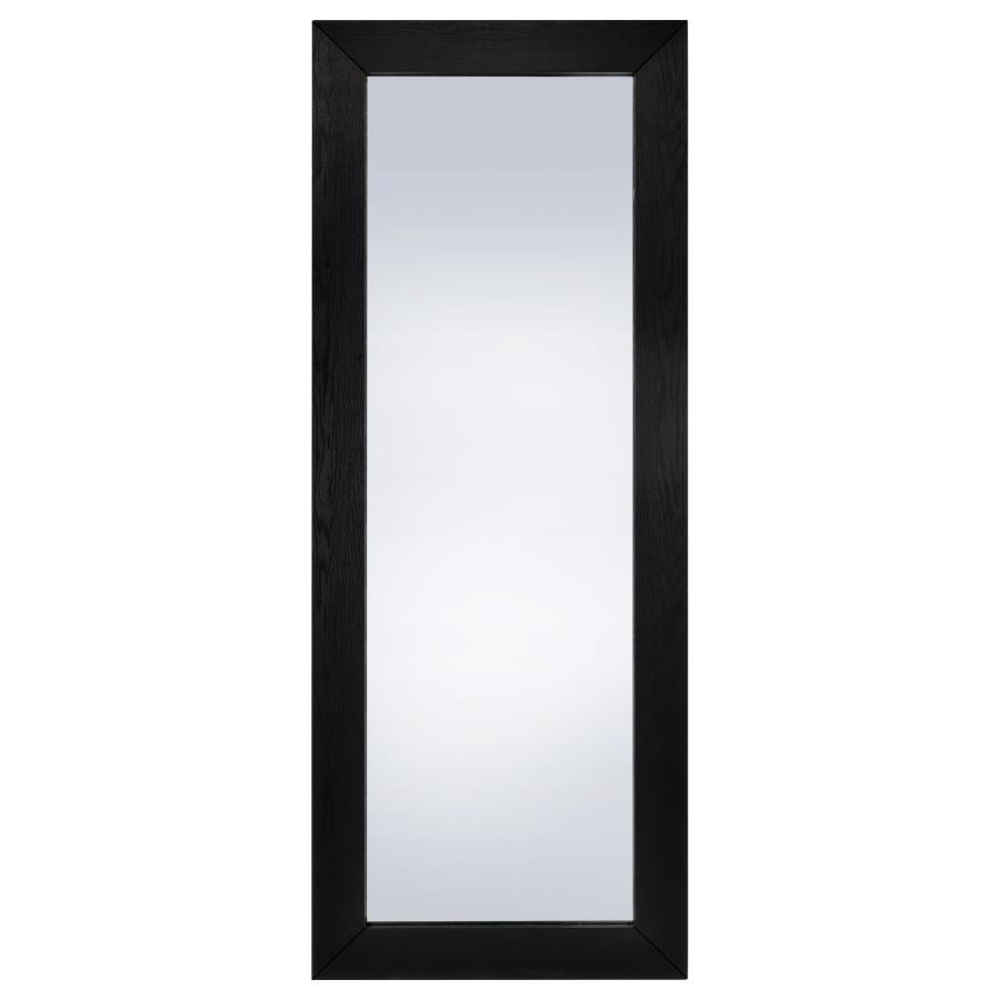 Cadence - Tempered Glass Full Length Standing Mirror - Black Oak Floor Mirror modern furniture Contempo Furniture