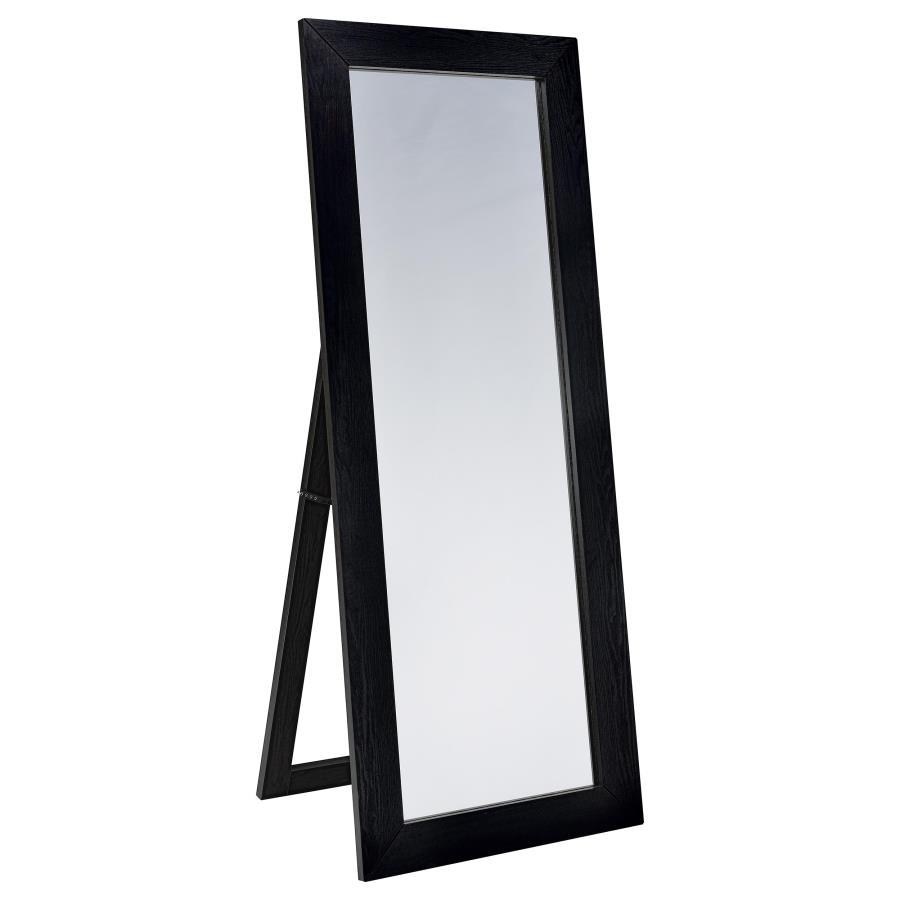 Cadence - Tempered Glass Full Length Standing Mirror - Black Oak Floor Mirror modern furniture Contempo Furniture
