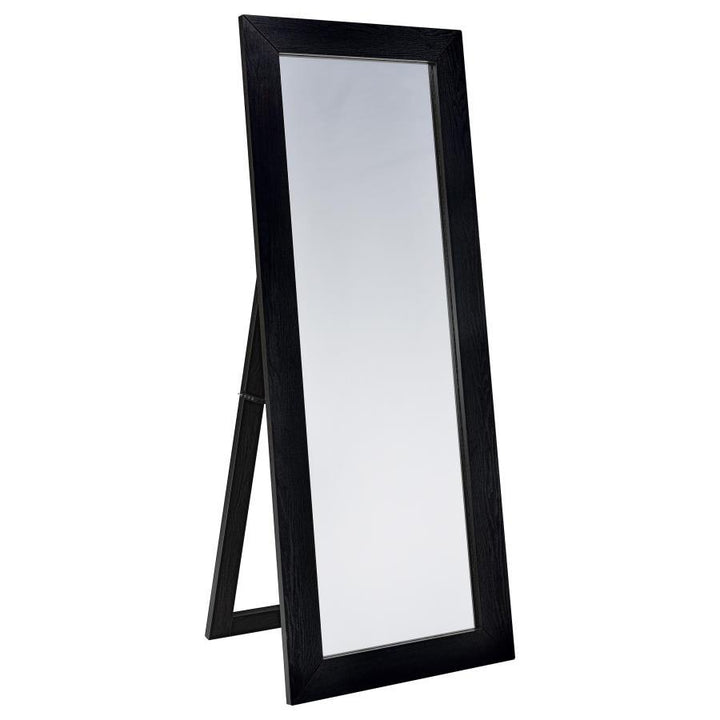 Cadence - Tempered Glass Full Length Standing Mirror - Black Oak Floor Mirror modern furniture Contempo Furniture