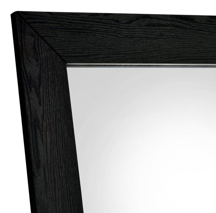 Cadence - Tempered Glass Full Length Standing Mirror - Black Oak Floor Mirror modern furniture Contempo Furniture
