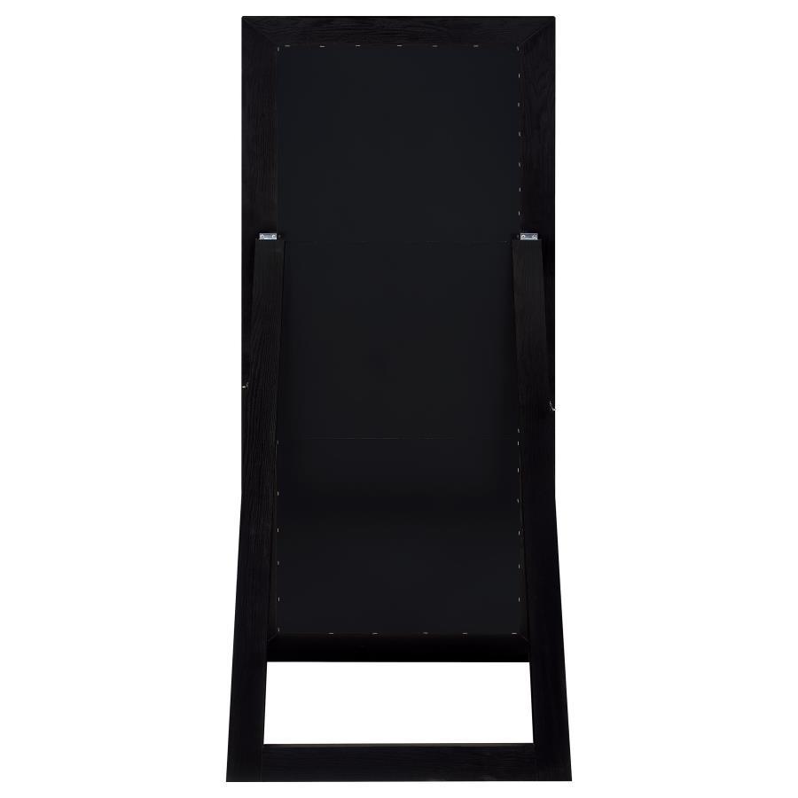 Cadence - Tempered Glass Full Length Standing Mirror - Black Oak Floor Mirror modern furniture Contempo Furniture