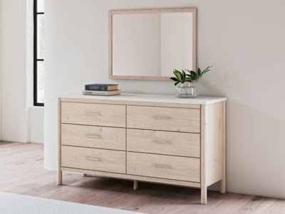 Cadmori Dresser and Mirror - Beige Dresser & Mirror modern furniture Contempo Furniture