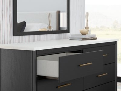 Cadmori Dresser and Mirror - Black Dresser &amp; Mirror modern furniture Contempo Furniture