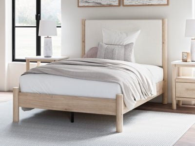 Cadmori Full Upholstered Panel Bed - Beige Upholstered Bed modern furniture Contempo Furniture