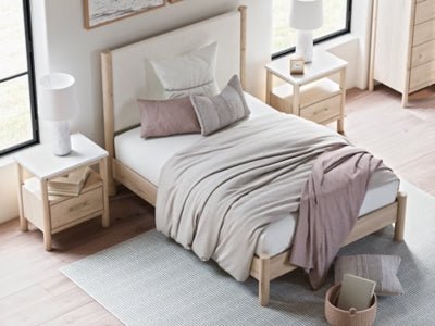 Cadmori Full Upholstered Panel Bed - Beige Upholstered Bed modern furniture Contempo Furniture
