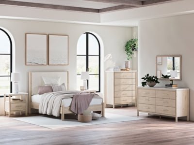 Cadmori Full Upholstered Panel Bed - Beige Upholstered Bed modern furniture Contempo Furniture